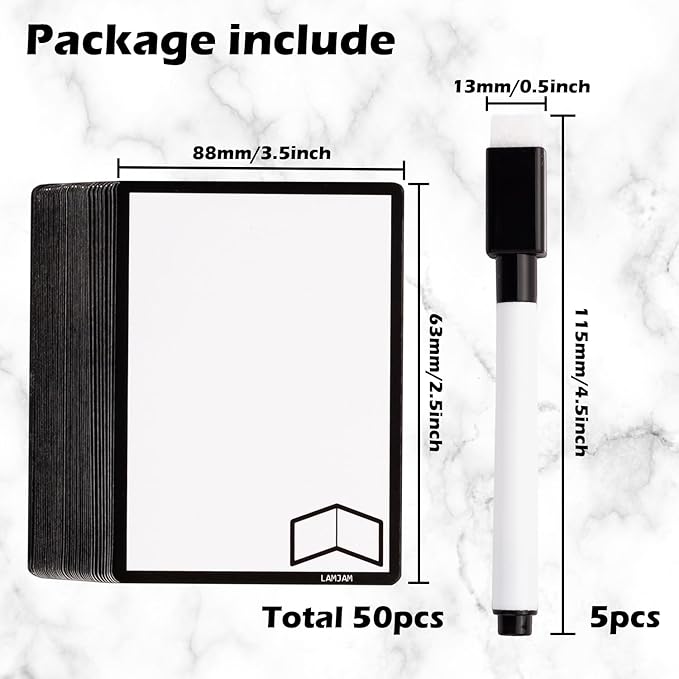 50 Pieces Reusable Dry Erase MTG Tokens with Marker Double-Sided MTG Proxy Cards for Magic The Gathering DIY Blank Card Games Accessories