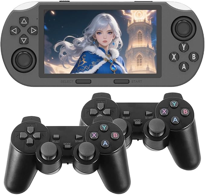 Retro Handheld Game Console 4.5inch IPS Screen 854*480 Portable Video Game Console Linux System 128G Support Emergency Charging&E-Book Readers (with 2 Gamepad)