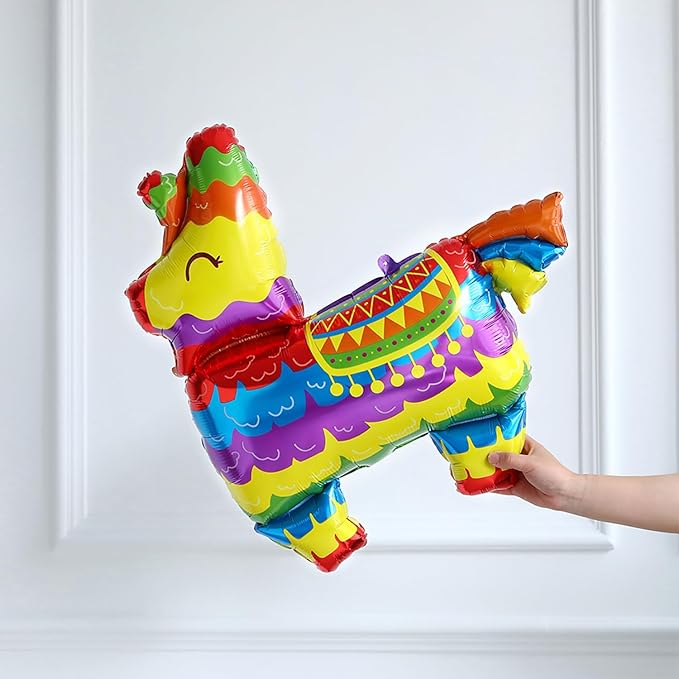 Mexican Fiesta Party Decorations 8Pcs Fiesta Balloons Mexico Taco Llama Cactus Sombrero Mylar Foil Balloons for Cinco De Mayo Taco Carnival Birthday Party Supplies