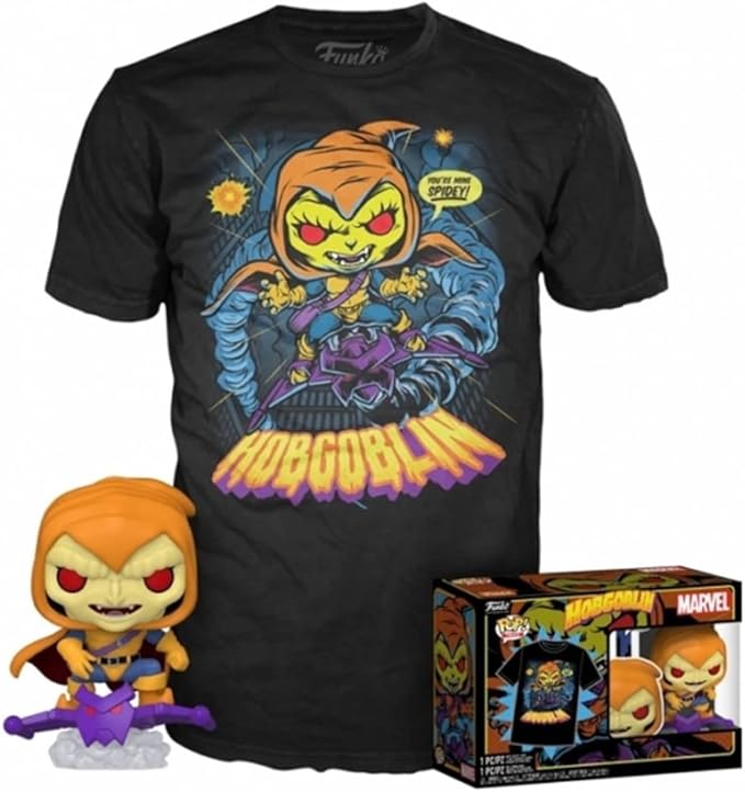 Funko POP! & Tee: Animated Spider-Man - Hobgoblin - Glow in The Dark - Extra Large - (XL) - Marvel - T-Shirt - Clothes with Collectable Vinyl Figure - Gift Idea - Toys and Short Sleeve Top for Adults
