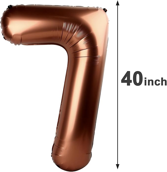 Dark Brown Number 7 Birthday Balloon 40 Inch, Digital Balloons for 7 17 27 70 77 Party Celebration Decorations Supplies, Coffee Brown Mylar Foil Numbers Balloon for Seven Wedding Anniversary