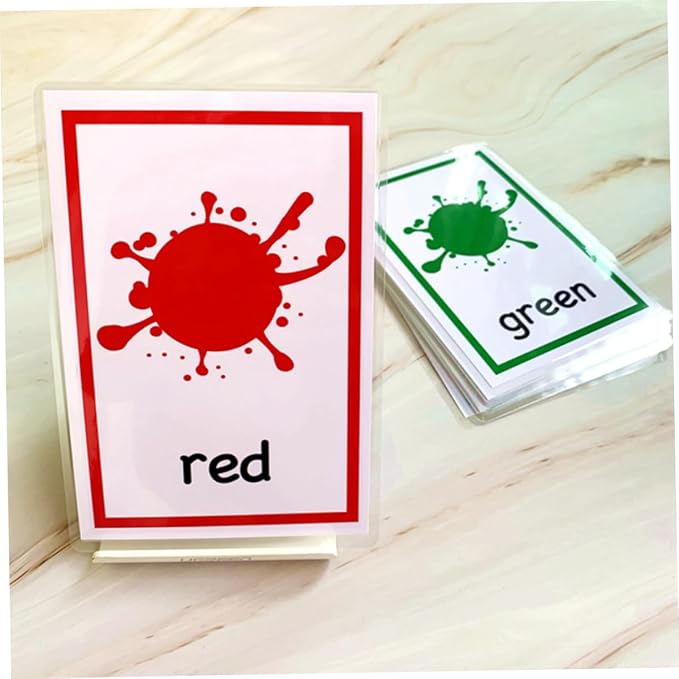 12 Sheets Color Words Flash Cards English Letters Learning Cards for Early Educational Literacy Fun Game to Develop Memory and Cognitive Skills
