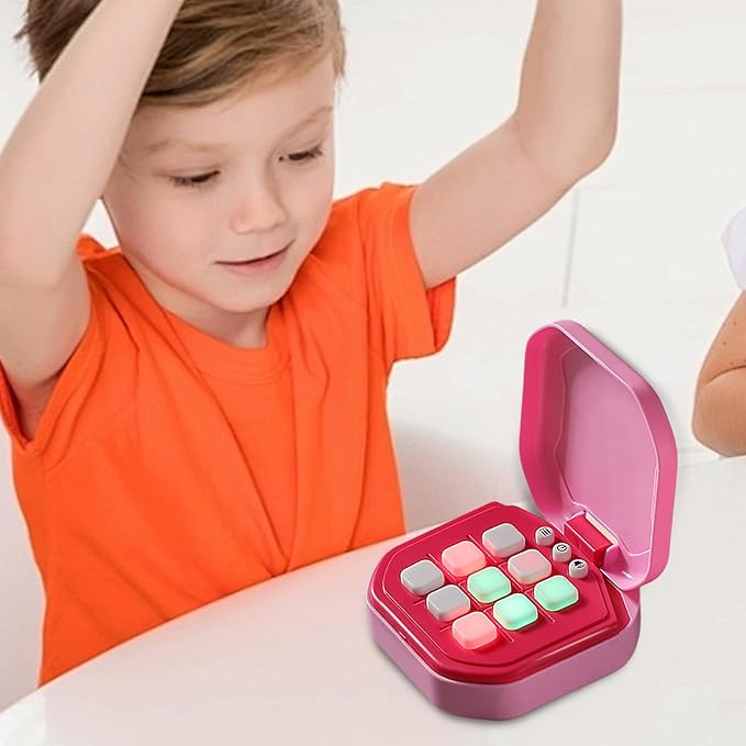 Electronic Puzzle Console Game - Handheld Brain Challenge Toy for Kids | LCD Screen with Interactive Logic Matching System, Portable Memory Training Device for Travel Entertainment 4.13x3.86x1.77 in