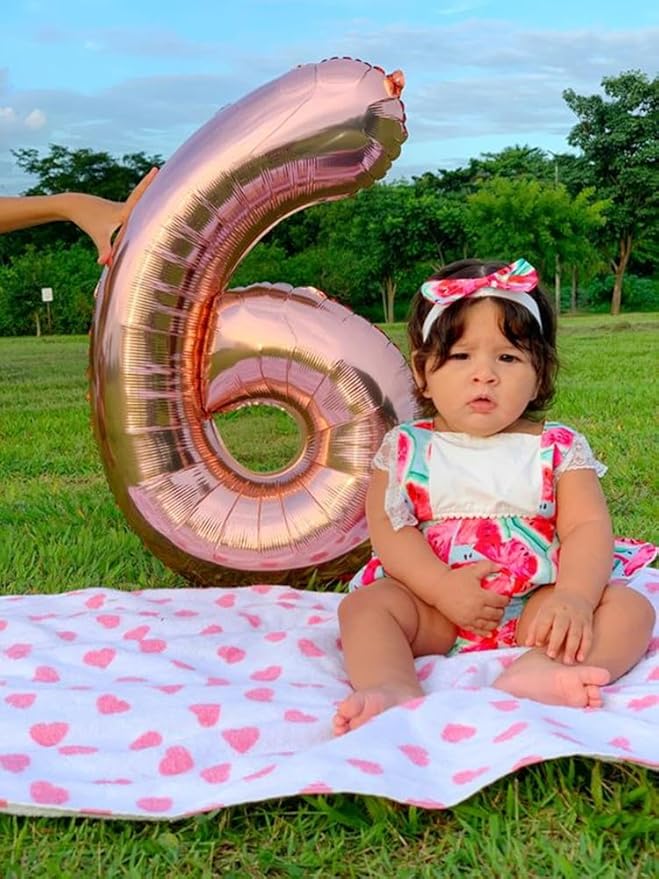 Number 6 Balloon 40 Inch, 6 7 Six Seven Birthday Decorations, 6th Birthday Balloon for Men Women, Rose Gold 16 60 61 65 Numbers Balloons Graduations Anniversary Supplies