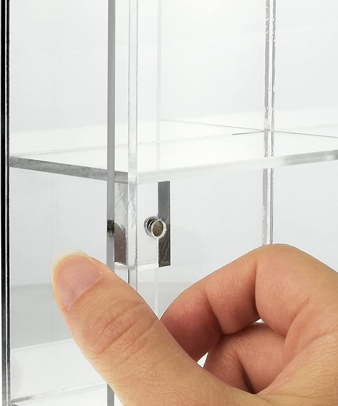 Ikee Design Premium Acrylic Display Case with Mirrored Back, Clear Wall Mounted or Desktop 12 Compartments Display Cabinet Shelves for Collectibles, Small Pop Figures, Jewelry, 10.7 W x 2 D x 10 H in