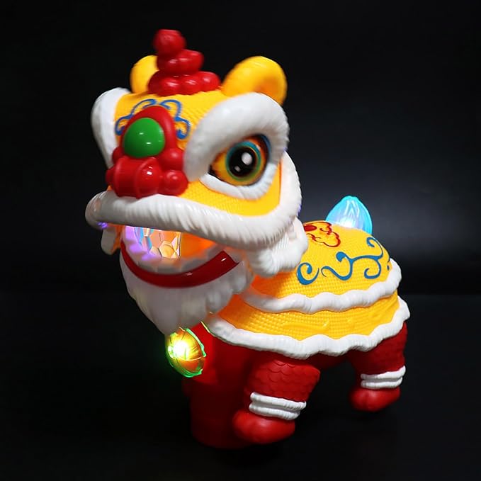 Electronic Lions Dance Electric Toy with Lights and Sounds,Early Learning Education,Wagging Walking Gift Electric