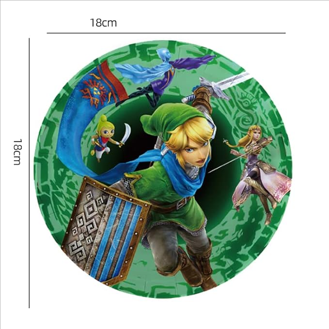 41Pack Zelda Birthday Decorations, 20 Plates, 20 Napkins and 1 Tablecover for Zelda Birthday Party Supplies
