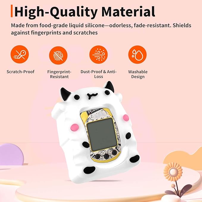 Case for Tamagotchi Nano with Lanyard – Cute Cartoon Silicone Protective Cover for Kids, Soft & Shockproof Shell for Tamagotchi Virtual Pet Keychain, Anti-Drop Holder Accessory (White)