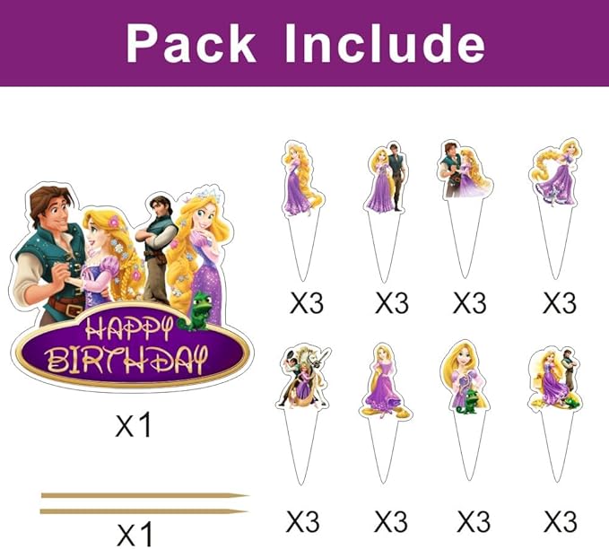 25Pcs Cake Decorations with 24pcs Cupcake Toppers 1pcs Cake Topper for Birthday Party Supplies