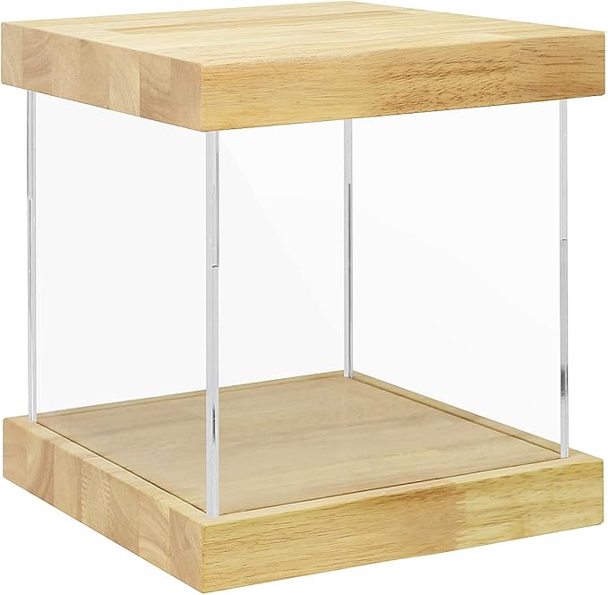 BenchPro Clear Acrylic Display Case for Trophy, Collectibles, Assemble Cube Display Box Stand Dust Proof Protection Showcase for Action Figures Toys. (1.75" Thick Wood, 12" H x 12" L x 12" D)