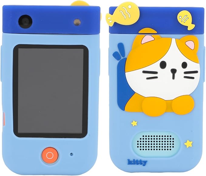 48MP 1080P HD Kids Smart Phone, 2.8in Touchscreen Camera with Autofocus, 180° Rotating Lens, Music Player, Games, Voice Recorder, for Boys Girls, with Carton Stickers (Blue Bear)
