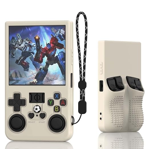 FIOPAZ for R36MAX Silicone Protective Case, Soft Skin for R36 MAX Retro Handheld Game Console Accessories, Anti-Scratch Washable Only for R 36 MAX Sleeve with Lanyard (OffWhite)