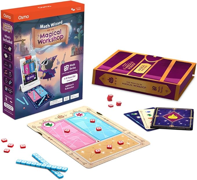 Osmo - Math Wizard and The Magical Workshop for Fire Tablet Bundle - Ages 6-8/Grades 1-2 - Addition & Subtraction - Curriculum-Inspired - STEM Toy Fire Tablet Base Included