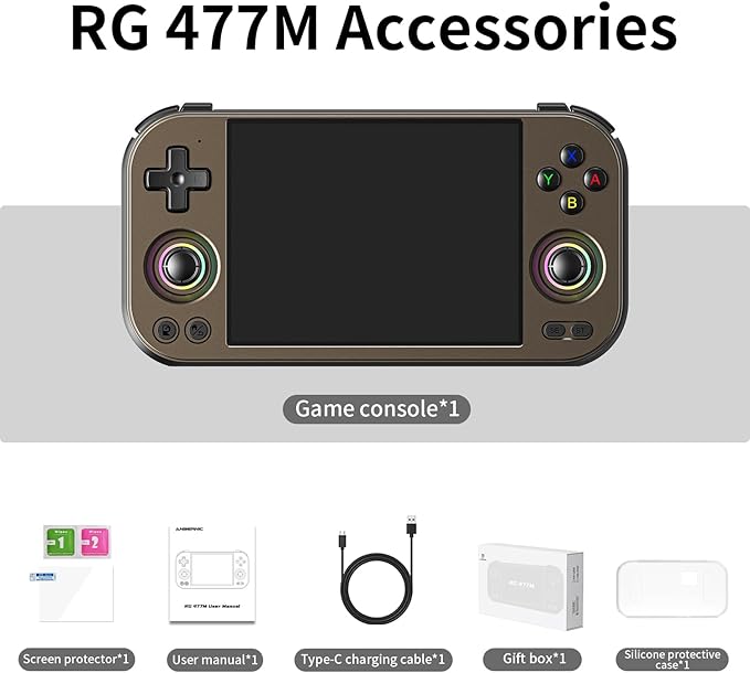 RG477M Retro Handheld Game Console , Aluminum Alloy CNC Dimensity 8300 Android14 System 4.7-inch Touch Handheld Game Console WiFi/Bluetooth Hall Joystick RGB Light 5300mah