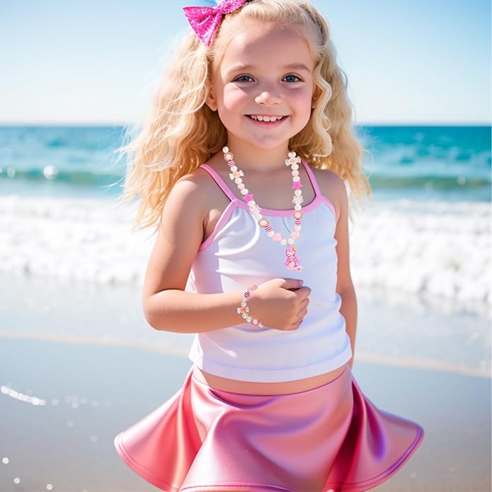 PinkSheep Toddler Jewelry Kids Necklace Choker and Bracelet 3 Pack 9pcs, Little Girls Jewelry In Box, Flower Girl Gift Kids Girls Accessories