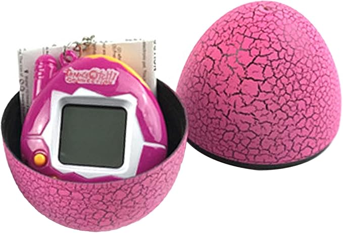 Virtual Pet Keychain for Kids, Electronic Digital Pet Keychain, Retro Handheld Game Machine for Halloween, Christmas, with Egg Shaped Box/Cover (Pink)