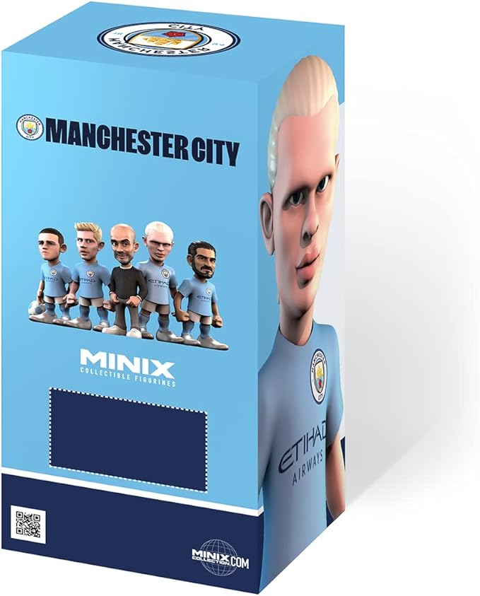 MINIX COLLECTIBLE FIGURINES – Erling Haaland, Official Manchester City, Sports Collectable 12 cm Figurine, Unique Soccer Gift for All Ages, Football Stars
