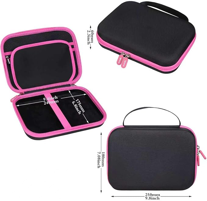 Aproca Case Compatible with Leapfrog LeapPad Academy Kids’ Learning Tablet/Epic Academy Edition/LeapPad Ultimate, Portable Storage Bag for Accessories -Black with Pink Zipper