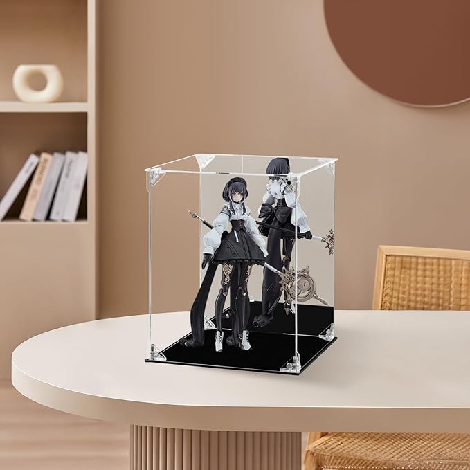 Acrylic Display Case for Collectibles Assemble Clear Dustproof Acrylic Display Box with Mirrored Back, Alternative Glass Case for Action Figures Lego Model Doll Toys Display (8x8x10 inch; 20x20x25 cm)