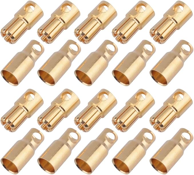 10 Pairs Gold-Plated 6.0MM 6MM Banana Plug Bullet Male Female Connector Adapter for RC Lipo Battery ESC Motors