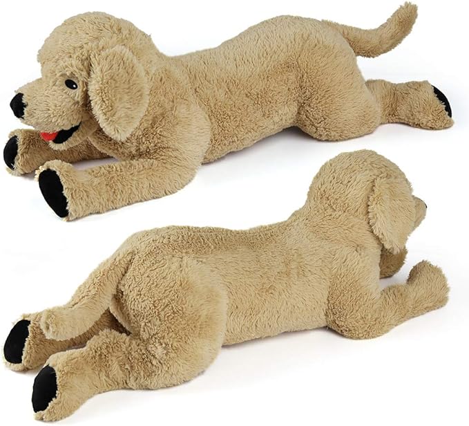 LotFancy Dog Stuffed Animals, 26'' Cuddly Golden Retriever Stuffed Animals, Dog Plush Toy, Large Stuffed Dogs for Birthday, Beige