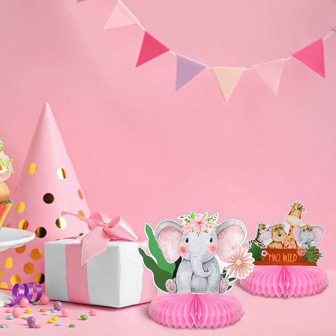 Ireer 10 Pcs Two Wild Birthday Party Decorations Safari Table Centerpiece Jungle 2nd Animals Safari Centerpieces for Tables Animals 3D Table Decor for Boy Girl Birthday Baby Shower Party Supplies