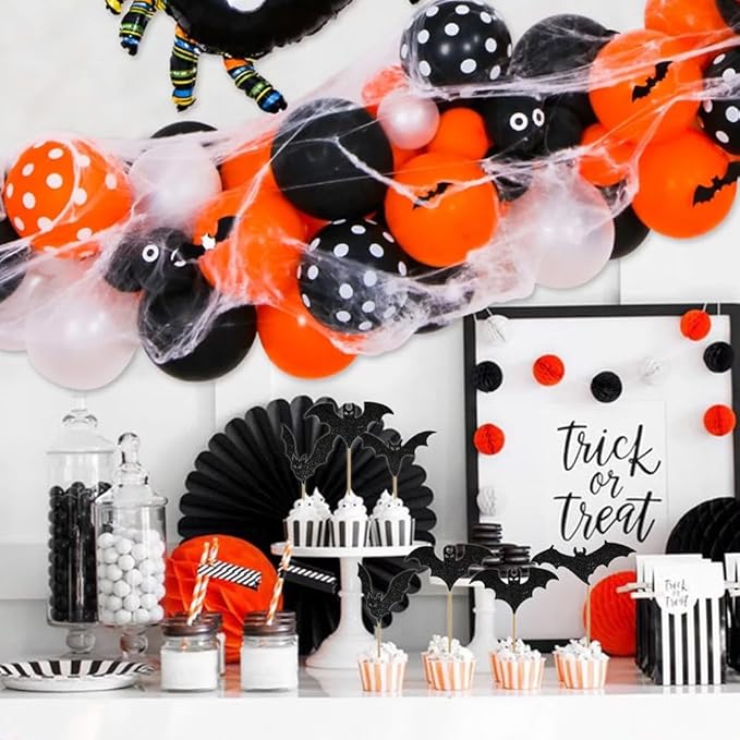 12 Pcs Halloween Cupcake Toppers, Halloween Bat Cake Decorations, Black Glitter Bat Cupcake Party Decorations, Cupcakes Picks Food Picks for Halloweens Theme Party, Bats Birthday, Baby Shower