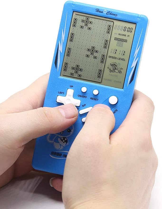 Retro Big Screen Brick Game Console 9999 in 1 Tank/Racing/Shooting Casual Puzzle Game Adjustable Difficulty and Speed Small and Easy to Carry Best Gifts (Blue)