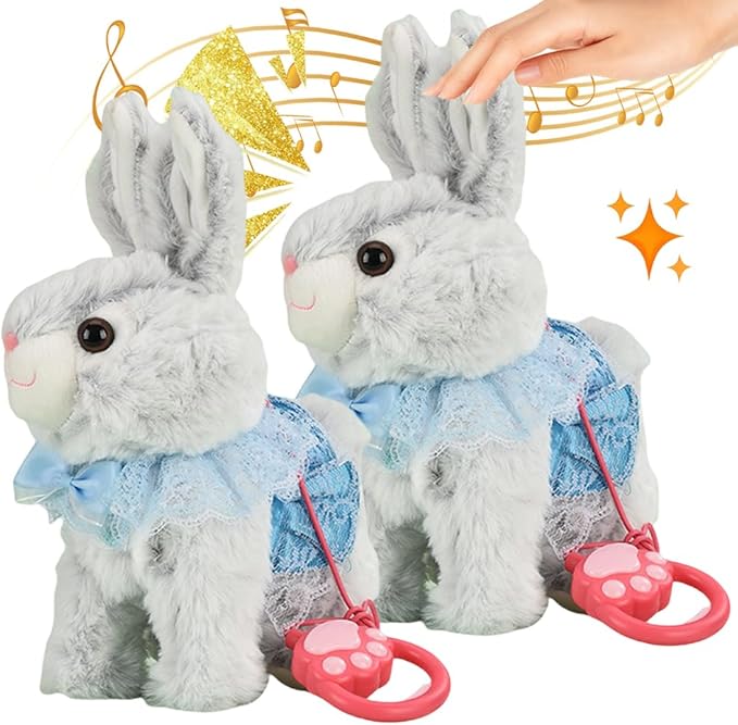 Orgone Robot Dog Lifelike Toy, Interactive Robot Dog with Touch Sensing Voice Music Mimic Leash Remote Soft Fur – Battery Powered Puppy (2PCS - F)