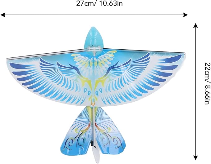 Flying RC Bird Toy 2.4GHz USB Charging LED Flapping Bird for Indoor Outdoor (Blue)