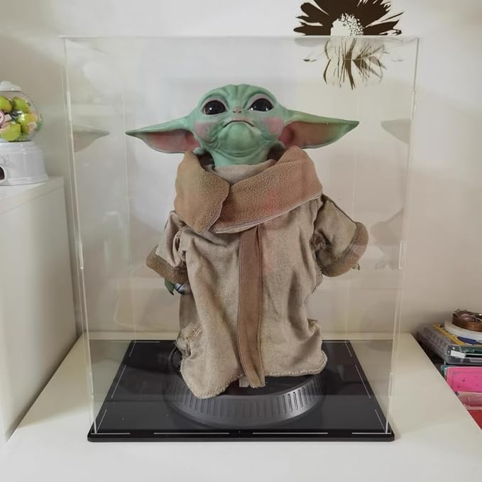 Clear Acrylic Display Case, Assemble Cube Display Box Stand with Black Base, Dustproof Protection Showcase for Collectibles Memorabilia Figurines (8*8*12inch;20*20*H30cm)