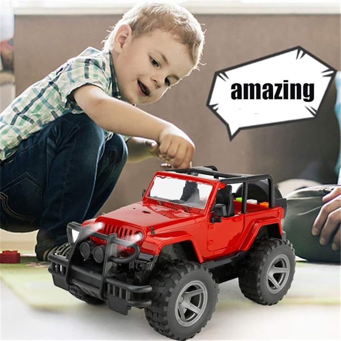 Car Toy 1:16 Off-Road Military Fighter Friction Powered Toy Vehicle with Fun Lights and Sounds