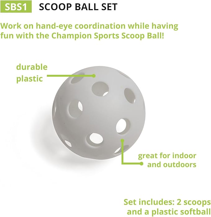 Champion Sports Scoop Ball & Catch Games – Lightweight Plastic Toss & Catch Sets for All Ages