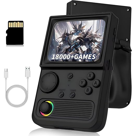 Donop R36T Retro Gaming Console,3.5 Inch IPS Screen,Handheld Game Console with 18000+ Classic Games Supports WiFi Networked Fighting and OTG, 3500mAh Battery, with Portable Case