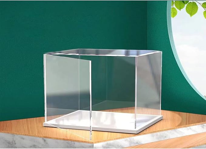Openable Clear Acrylic Display Case-Assemble Countertop Box with White Base,Dustproof Protection Showcase for Action Figures Toys Collectibles (25x20x15cm/10x8x6inch)