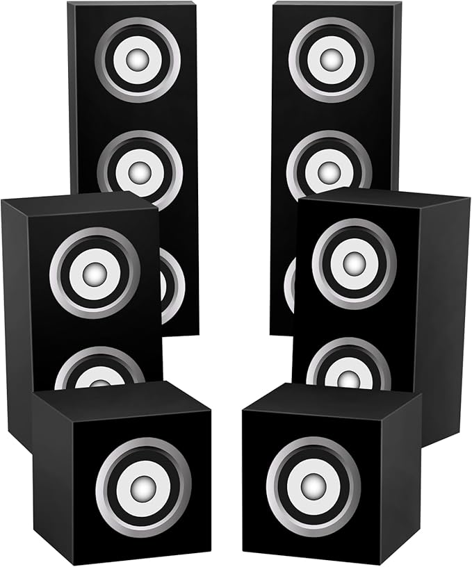 Naozinebi 6 Pcs 80s 90s Party Boxes Hip Hop Party Decorations Large Paper Boombox Box Music Theme Gift Box for Retro 1980s 1990s Neon Disco Birthday Supplies Favors