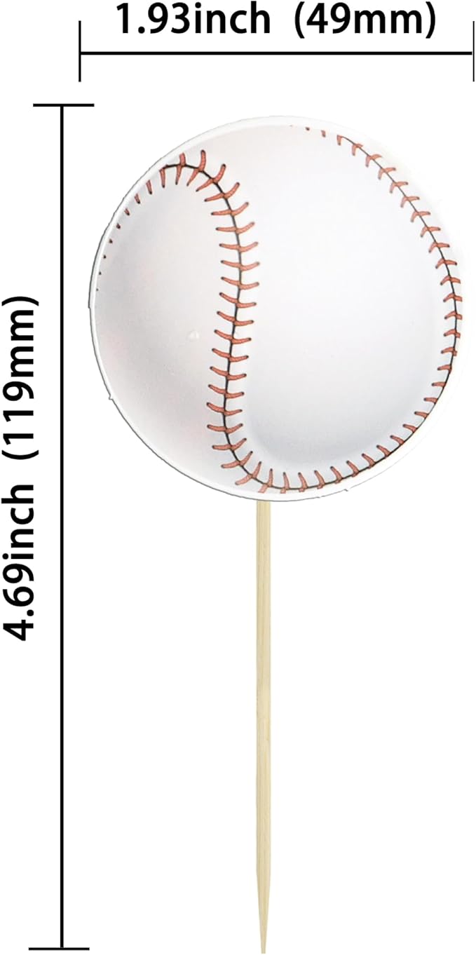 Gyufise 36Pcs Baseball Cupcake Toppers Assembled Sport Theme Ball Cupcake Picks Baseball Theme Baby Shower Kids Birthday Party Cake Decorations