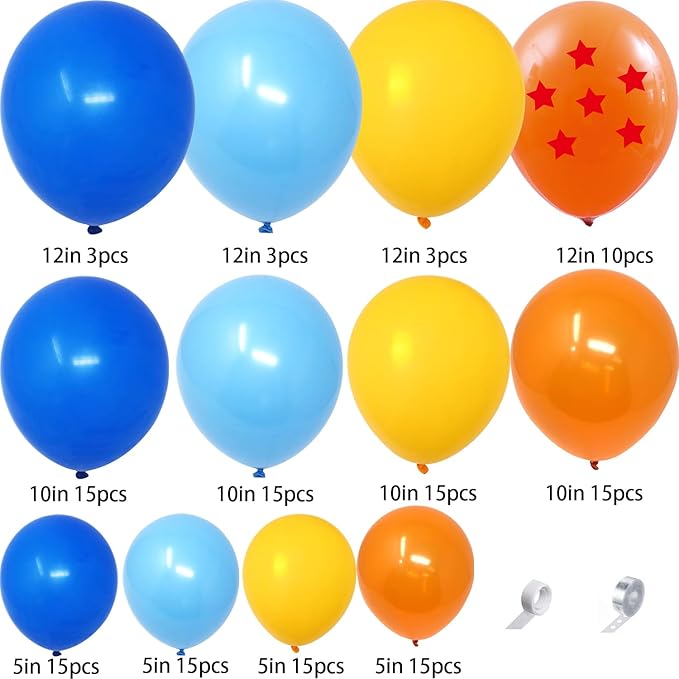 Dragon Balloons Dragon Z Party Supplies - 139 Pcs 7 Stars Balls Birthday Balloon Garland Arch Kit, Dragon Z Ball Latex Balloon Arch For Video Game Cartoon Ball Birthday Party Decorations (blue)
