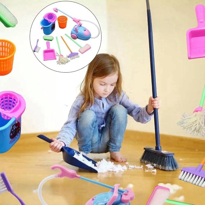 Doll House Accessories and Furniture Set, Miniature Bucket Doll Housework Cleaning Supplies Mini Dollhouse Accessories Dollhouse Furniture Decoration for 11.5 inch Doll (Doll House Cleaning)