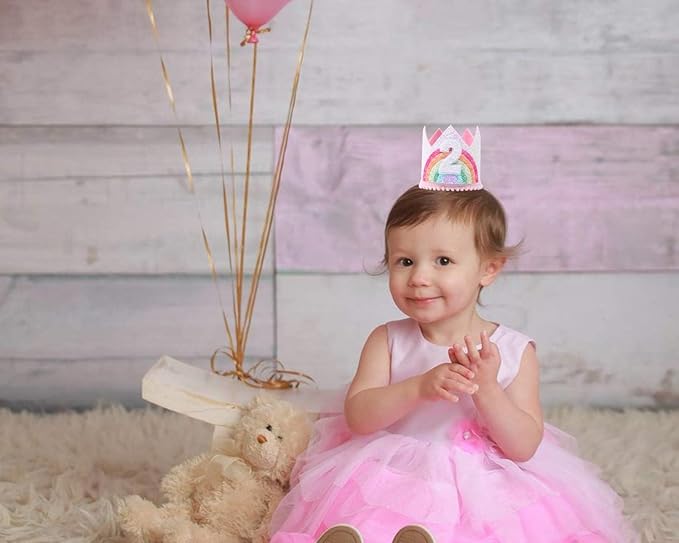 Birthday Rainbow Girl Crown, Birthday Hat for Event Party Supplies, Photo Props