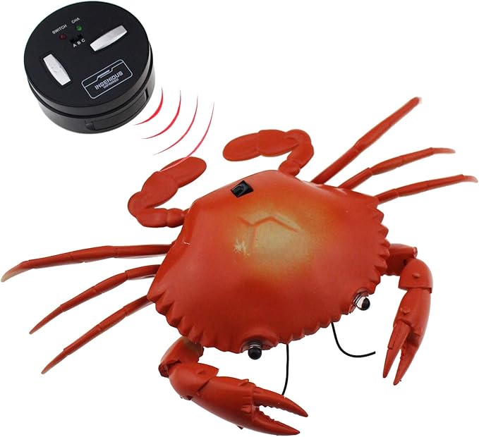 Tipmant RC Crab Animal Toy Remote Control Car Vehicle Electronic Fake Insect for Kids Birthday Gift Christmas Halloween (Red)