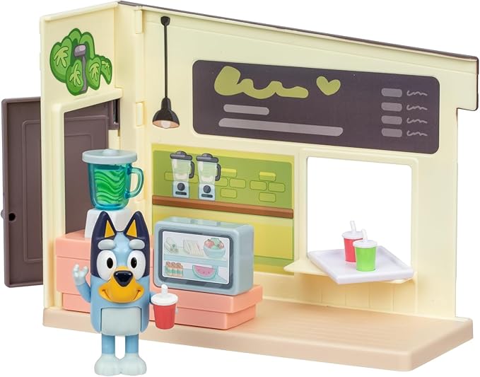 Bluey Juice Bar Toy Playset Figures, Pretend Play Toys for Toddlers 3-5, Kids Kitchen Playset with Accessories, No Batteries Required