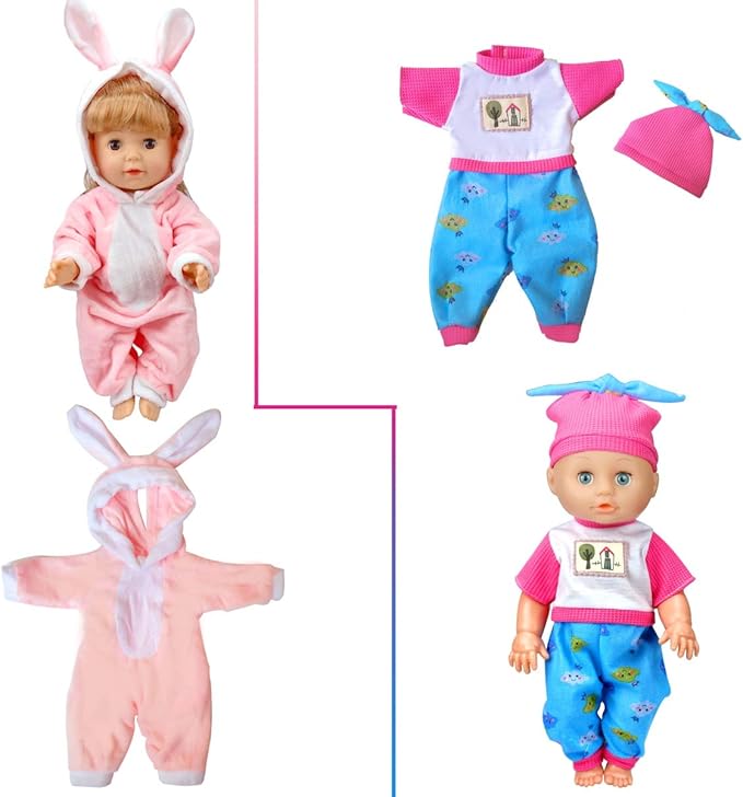8-Sets Alive Baby-Doll-Clothes for 12 inch Baby Dolls 10-11-12 inch Handmade Clothing Lovely Hat Dress and Outfits Accessories Christmas Birthday for Little Girl