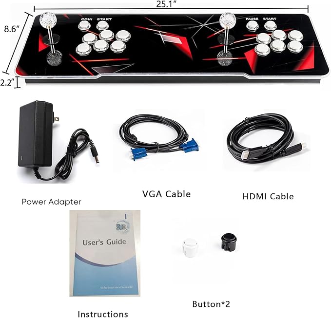 【 35000 Games in 1 】 70S Pandoras Box Arcade Game Console Retro Game Machine for Home PC & TV, 2-4 Players, 1280X720, Support 3D , Search/Hide/Save/Load/Pause , Favorite List,Double Stick