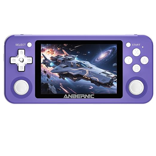 RG351P Handheld Game Console RG353P Retro Gaming Console RG353P Portable Game Console Linux and Android Dual OS 3.5" IPS Screen 64G TF Card 3500mAh Battery Support 5G WiFi 4.2 Bluetooth Purple