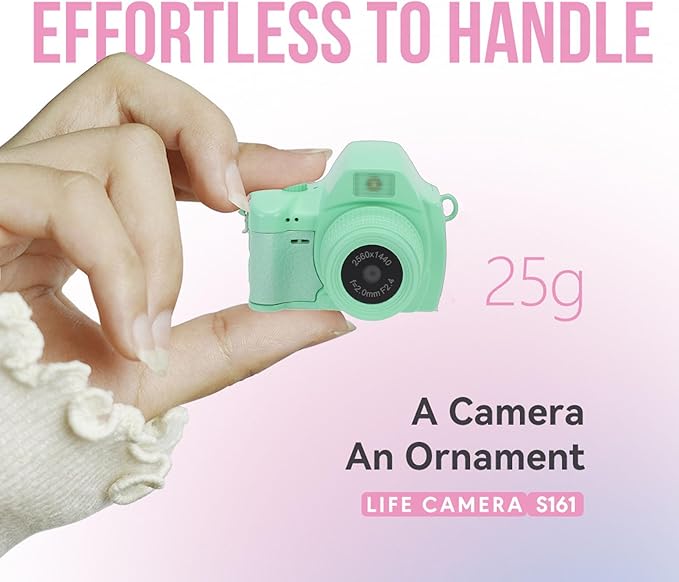 Bewinner 2K Digital Camera, Retro Keychain Camera with 1.47 Inch LCD Display and LED Light for Teens Students Travel (Light Green)
