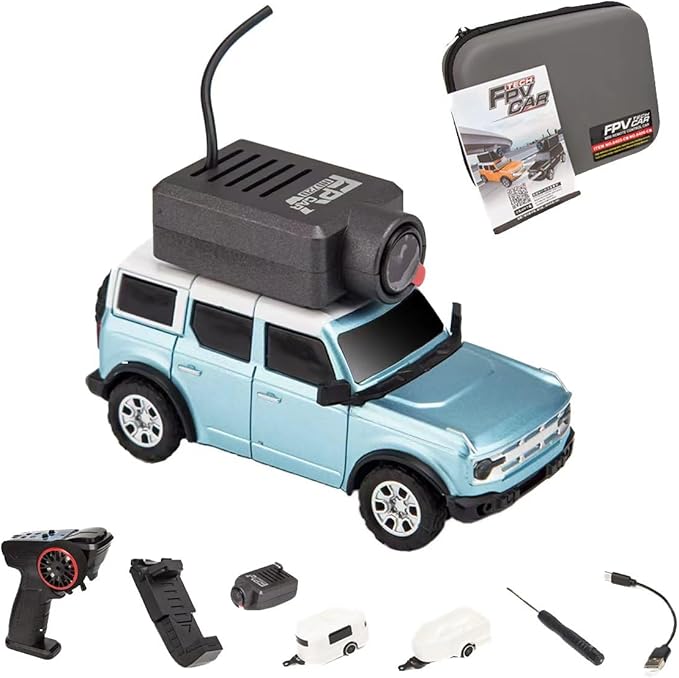 WL 6405-C 1/64 FPV RC Car, Full Proportional Mini Remote Control Car with APP Auto-Pairing, WiFi Module Control, Camera - Includes Storage Case ＆ Tow Trailers (RTR Version)
