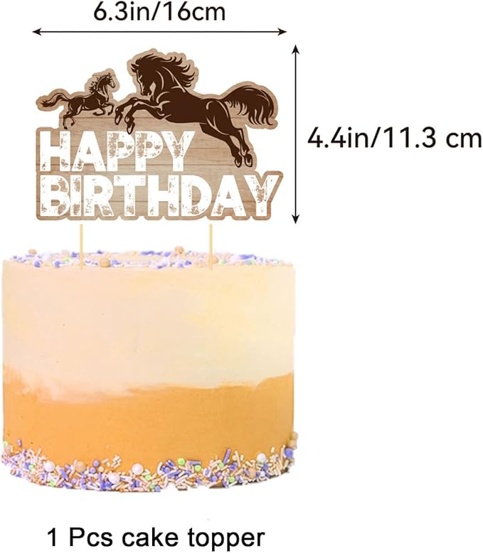 Horse Birthday Party Supplies Set with Horse Theme Happy Birthday Banner Balloon Cake Topper Cupcake Topper Background for Horse Party Decoration