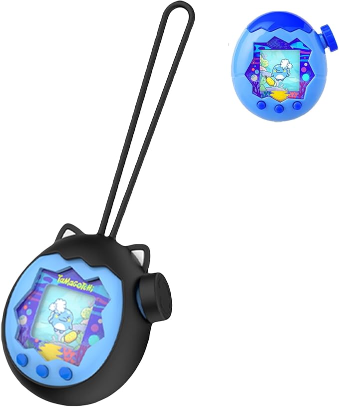 for Tamagotchi Paradise Silicone Case–Soft Protective Cover with Lanyard,Shockproof Dustproof Shell for Tamagotchi Electronic Pet Toy[Black]