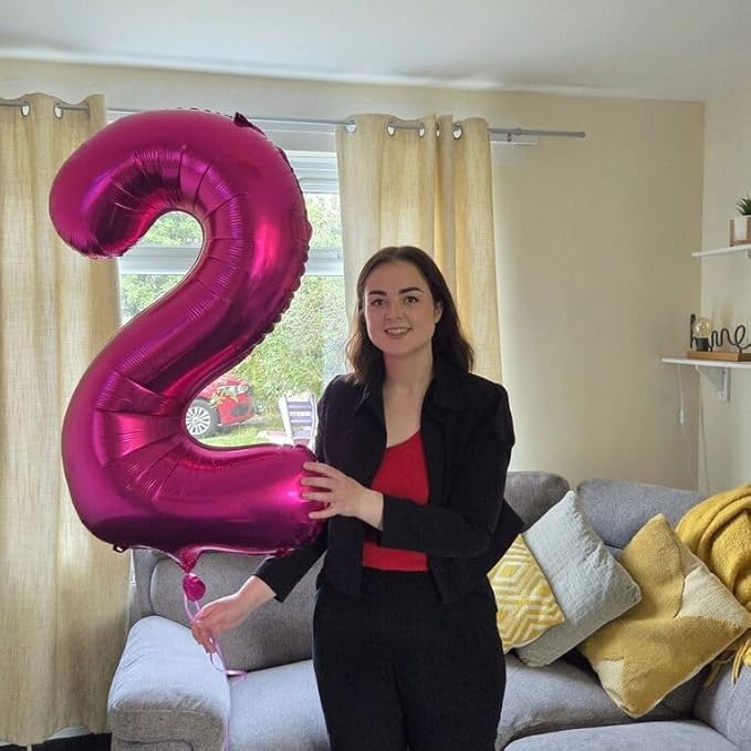 40 Inch Hot Pink Number 9 Balloon, Giant 9 Number Balloons for 9th Birthday Decorations, Party Supplies for Baby Boy Girl, Hot Pink Party Decor